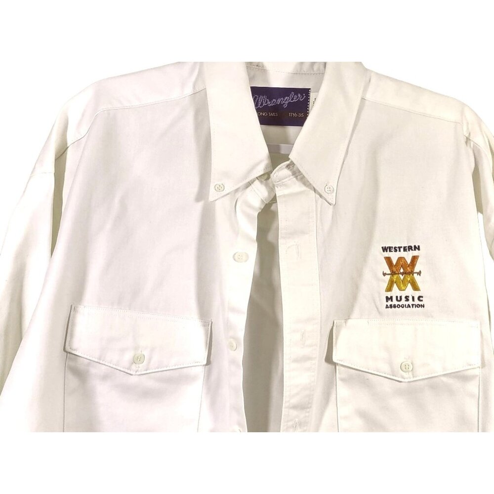 Vintage Wrangler Shirt Western Music Association Embroidered Logo X-Long 17.5/35